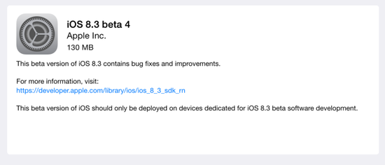 蘋果發布最新測試版iOS 8.3操作系統
