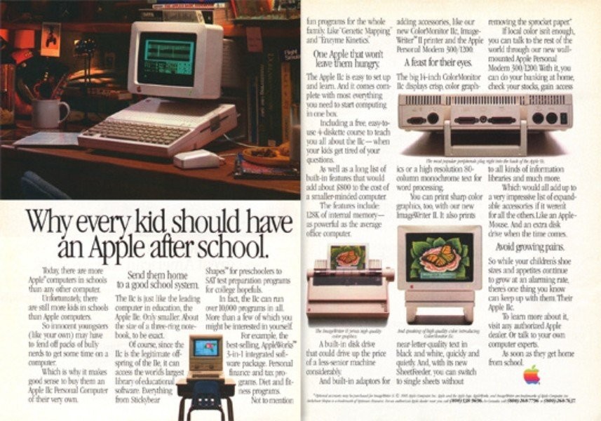 每個孩子放學后都應該得到一個蘋果。蘋果電腦廣告，1985年發布。