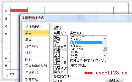 設(shè)置橫坐標(biāo)軸日期的數(shù)字格式