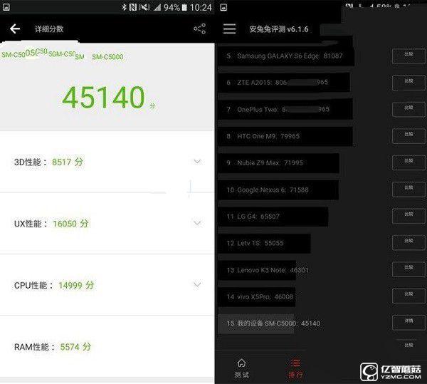 vivo X7和三星C5你選誰？跑分與對比總結