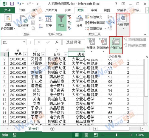 選擇分類(lèi)匯總