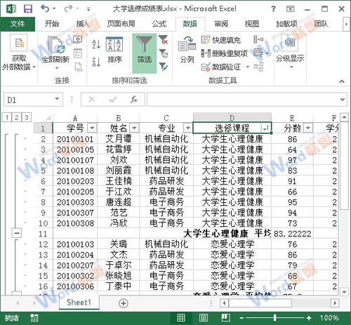 分類(lèi)匯總效果