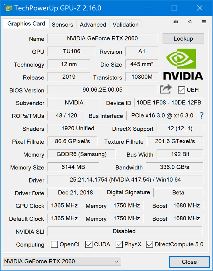 銘瑄RTX2060終結者6G顯卡性能評測